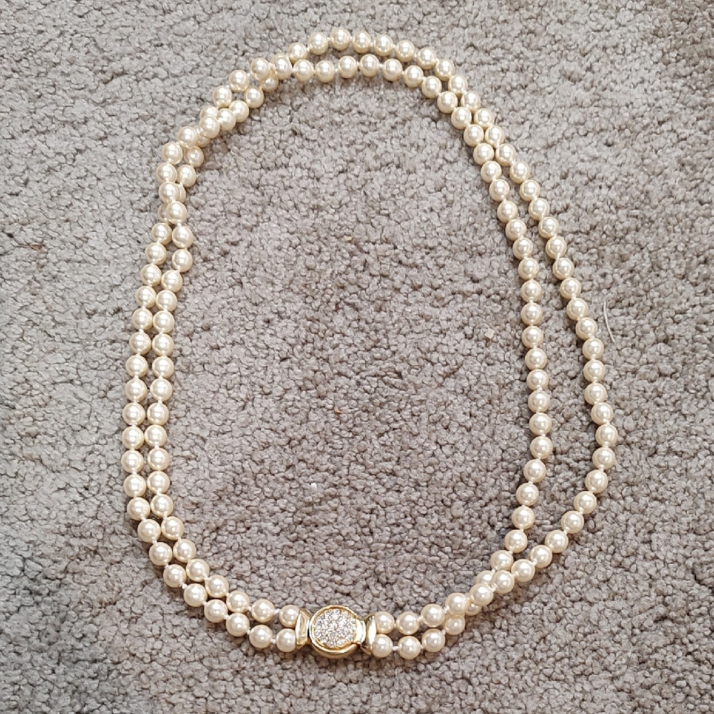 Joan Rivers Vintage Double Strand Faux Pearl Necklace